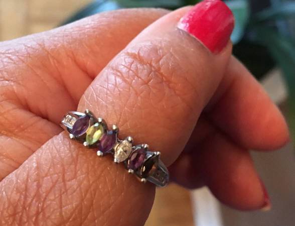14K White Gold Ring with Different Natural Stones (Suze 7) 1