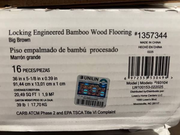 Locking Engineered Bamboo Wood Flooring (5 boxes) 1