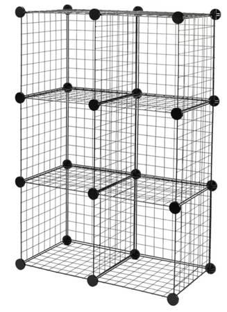 Cube Wire Grid Stackable Storage Shelves, 6-Cube, 1