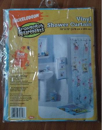 New SpongeBob Squarepants Vinyl Shower Curtain 1