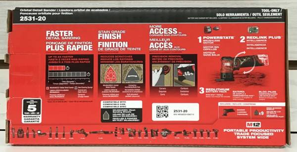 Milwaukee M12 12V Fuel Brushless Orbital Detail Sander Tool Only New 1