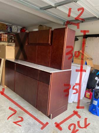 Cabinets and granite countertops. 1