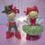 🎁i💗* Oh Me MINTY Vtg Christmas Girl & Boy Couple RED Bows Set 5 thumbnail