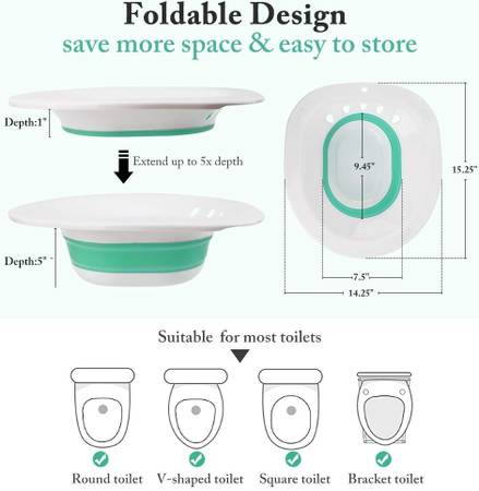 SitzBath Perineal Soaking Basin Flusher Pump Healing Folding Toilet - $10 (Somerville)63471380806275123