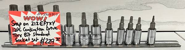 Snap On 212EFTXY 12 pc Combination Drive Torx Bit Standard Socket Set 1