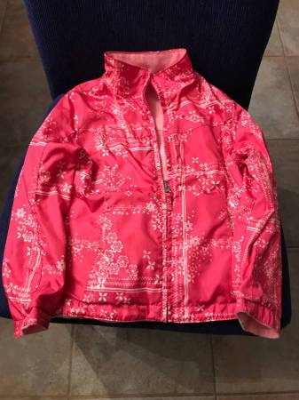 Pink light jacket, soft/fuzzy lining, size 6 1