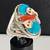 EFFIE CALAVAZA Zuni Sterling Silver Turquoise Coral Snake Sz 12.5 Ring 1 thumbnail