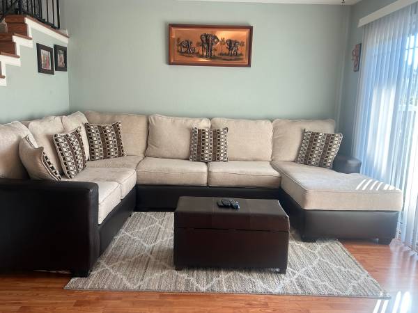 Sectional two toned couch 1