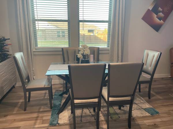 Modern Contemporary Dining set: Solid table with 6 chairs 1
