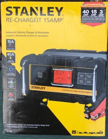 New Stanley Battery Charger for Car, Boat, Mower, Solar, 12V Backup 1