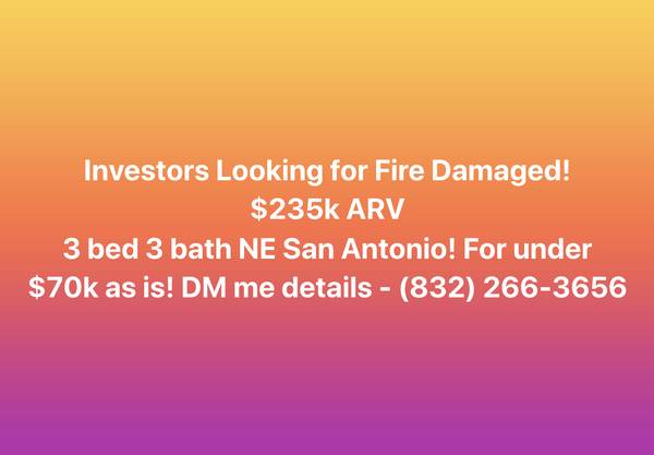 Fire Damaged Home FOR SALE under $70k! [$235k ARV] 1