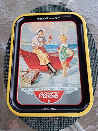 1987 Coca-Cola “Fiftieth Anniversary” metal tray “Sea Captain” 1