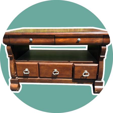 Solid Wood Entertainment Center with Drawers 1