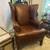 Pair of 2 Pottery Barn Brown Leather Wingback Thatcher Chairs 2 thumbnail