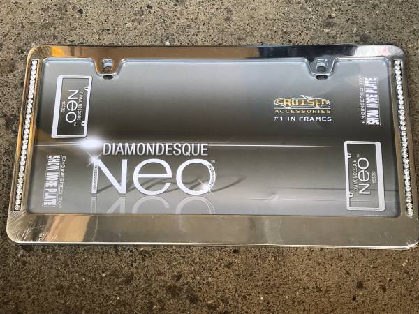 New Chrome Diamond Car Truck Auto License Plate Holder Frame 1