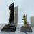 2 VINTAGE SOLID METAL EGYPTIAN STATUES OF A PHARAOH AND GOD HORUS 4 thumbnail