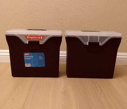 2 Staples portable file totes/boxes for storage or organizing 1