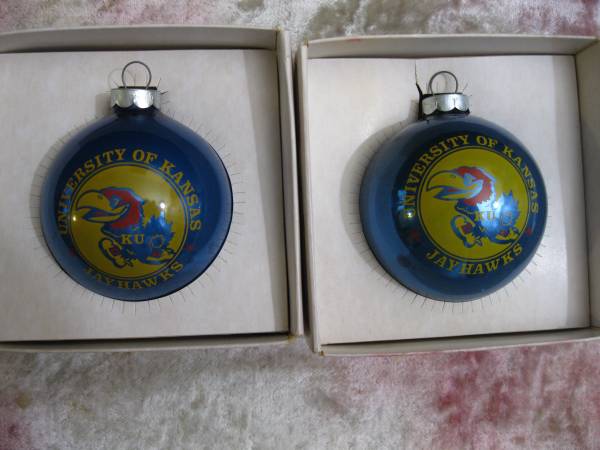 Jayhawk Christmas Ornaments - 2, New 1