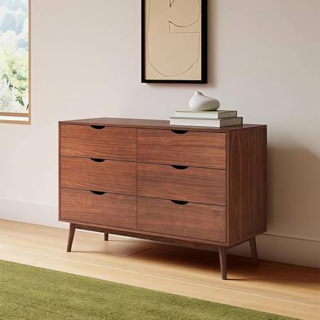Modern Transitional Walnut Brown Finished 6-Drawer Dresser  #2520 1