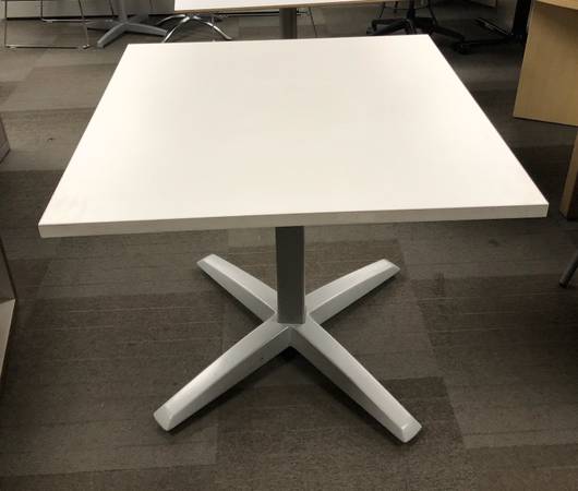 2 Used Hon Conference Tables 36" Square, White Laminate Top, Gray Base 1