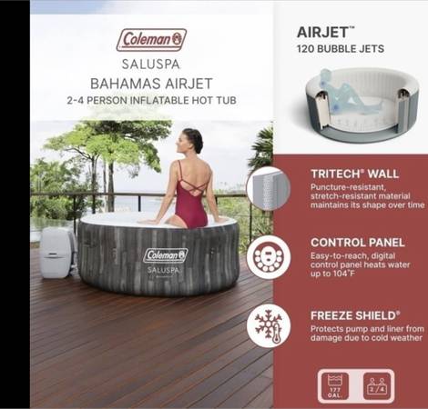 Inflatable Hot Tub Coleman 2-4 People NIB EVERYTHING you need Indoor/O 1