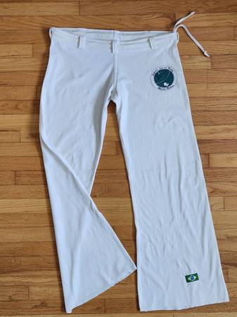 Adult Capoeira Pants: white, unisex M, soft, thick, low rise, wide leg 1