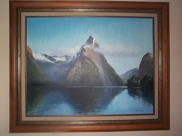 Oil Painting of Mitre Peak, NZ 1