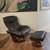 Benchmaster genuine leather swivel reclining chair with matching ottoman 10 thumbnail