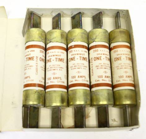 Fuses: 5 Shawmut One-Time 100 Amp 250V 1