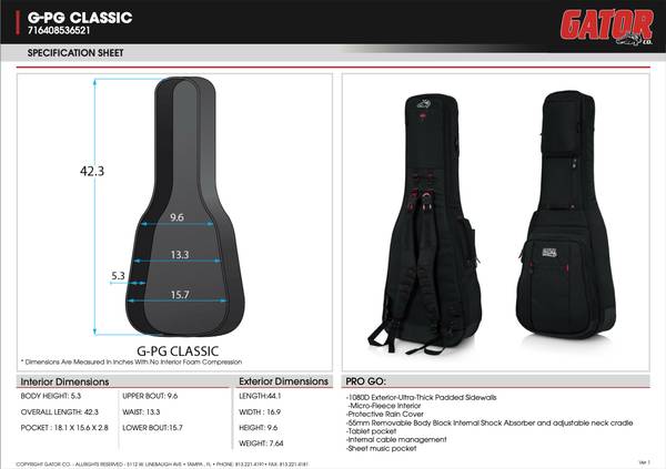 Gator Pro-Go Ultimate Gig Bag G-PG CLASSIC - $100 (Sudbury)63470650312577120