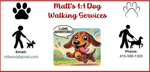 Dog Walker Available - Me:Dog 1:1 walking 1