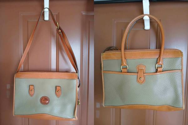 Dooney & Bourke Tan Pebble Leather Handbag-Satchel & Glasses Case 1