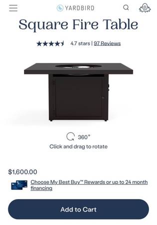 Yardbird Patio Fire Table w/ Lid – High-End Outdoor Fire Pit (Retail $1,600+) 1