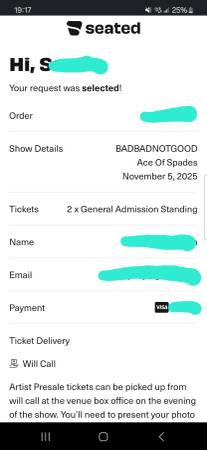 BADBADNOTGOOD tickets x2 gen. admission, Sacramento 11/5/25 1