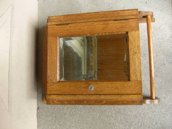 Antique oak medicine cabinet 1
