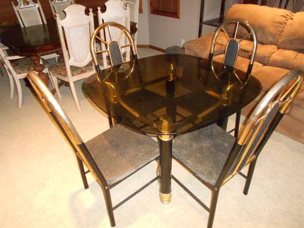 glasstop  black gold framed square kitchen table 4ftx4ft seats 4 1