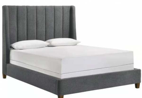 Agnes Charcoal Boucle Queen Upholstered Bed 1