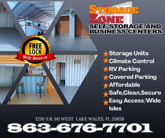 $60 Unidades de Almacenamiento 10x10 / Control Climático 5x5 / Zona de Almacenamiento y Estacionamiento 10x30 (lake wales)64149652228097121
