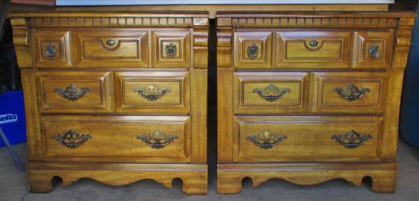 Pair of lg. 3 drawer nightstands. 1
