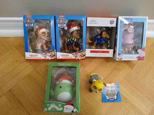 6-PAW PATROL/PEPPA PIGS / SQUISHMELLOW CHRISTMAS ORNAMENTS 1