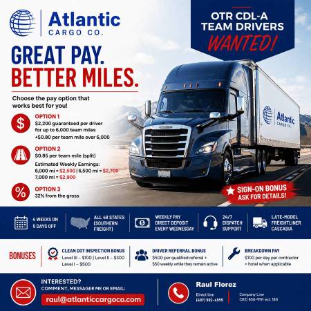 CDL-A OTR Team Drivers 1