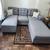 Like New Light Grey Linen Sectional Sofa +XL Ottoman 4 thumbnail
