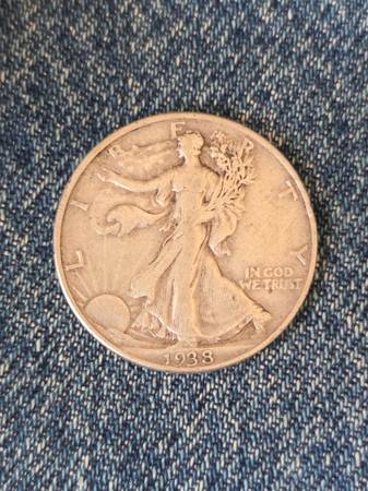 Coin 1938D VF Standing Liberty Half 1