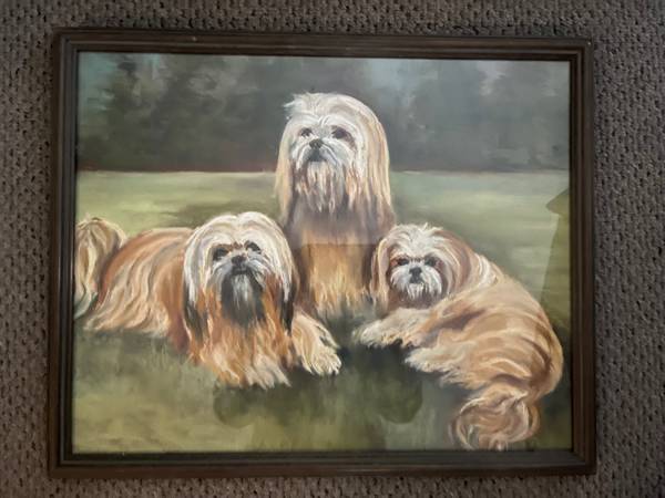 3 Shih Tzu dogs painting 1