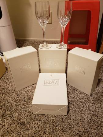 New 4x bundle of, Mikasa Artic Lights Crystal Wine Goblet Glasses 2Pcs 1