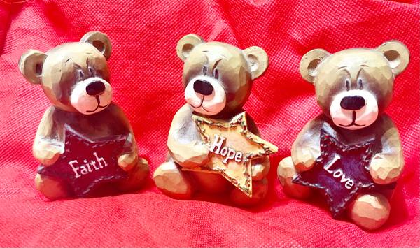 Faith Hope & Love Resin Bears 1