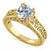 Solid 925 Sterling Silver 14K Gold Plated Filigree Clear CZ Ring 6 thumbnail