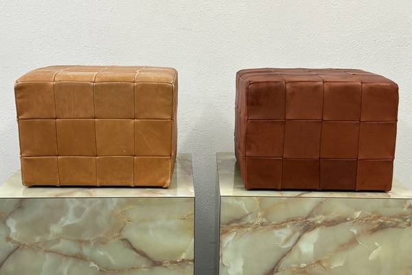 Ottoman Pouf 2 Patchwork Leather Ottomans Hassocks Poufs $285 Each 1