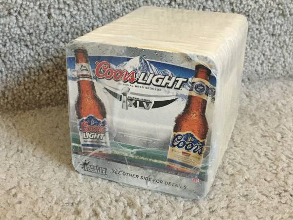 100 Beer Coasters SEALED Coors SB XLV Snap Send Score 1