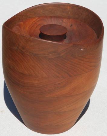MCM Woodcraft Hand Turned Teak Ice Bucket. Designed by Rod Tabco 1